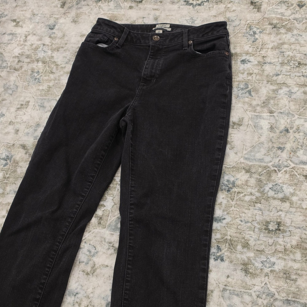 LL Bean Classic Fit Black Straight Leg Jeans Womens 10 MT High Rise Denim